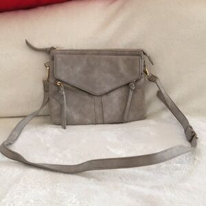 Free People Gray Leather Crossbody Bag